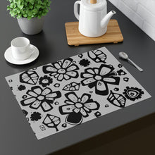 Load image into Gallery viewer, Morning Glory Black/Grey Placemat