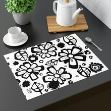 Load image into Gallery viewer, Morning Glory Black Placemat